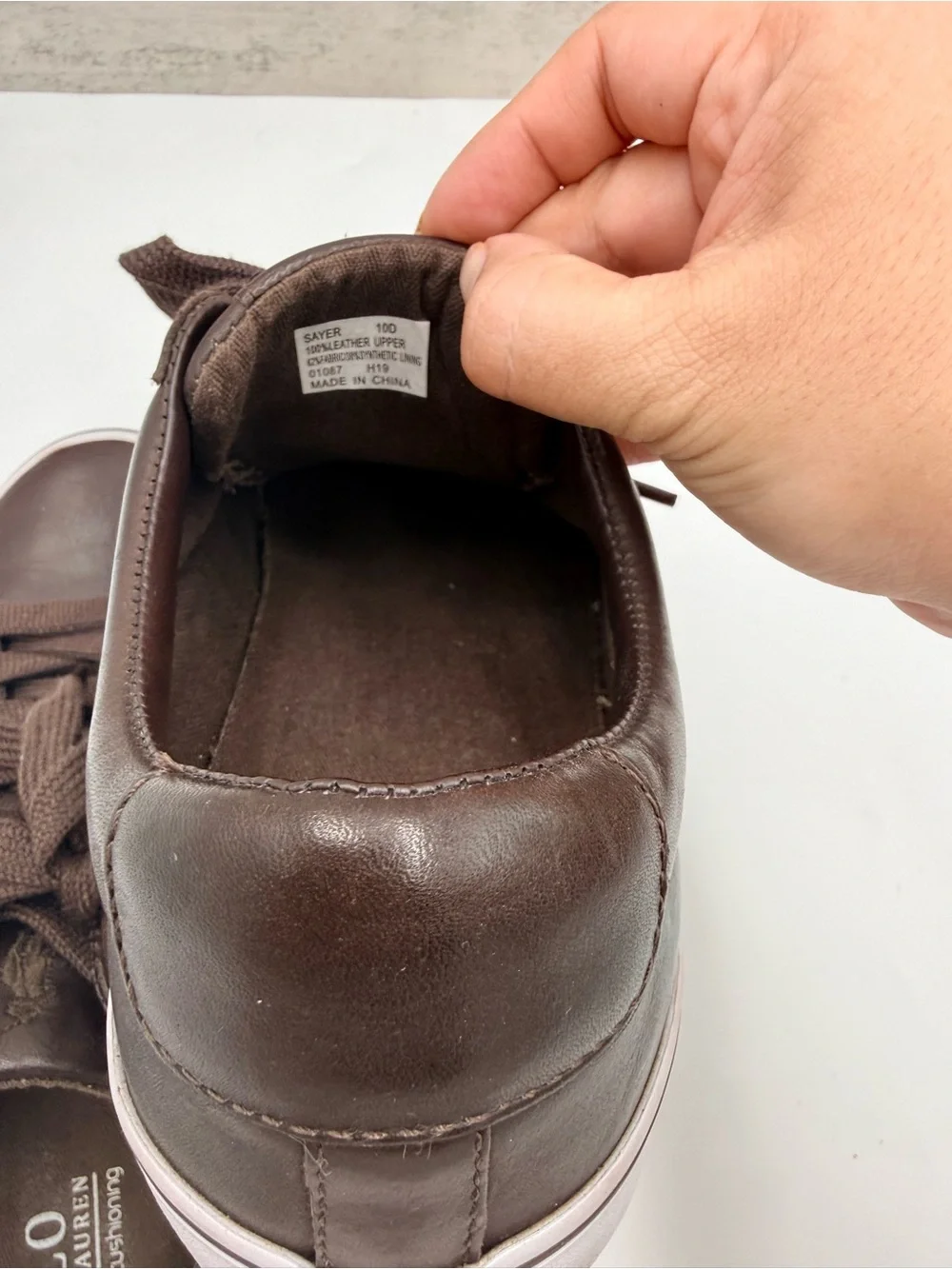 Polo Ralph Lauren Sayer Men’s Size 10D Brown Leather Low Top Sneakers Shoes